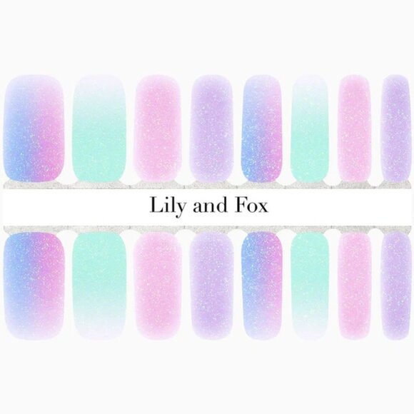3 for 15 - LILY & FOX - PASTEL GLITZ Nail Stickers Wrap Strips Pastel Rainbow - Picture 2 of 9